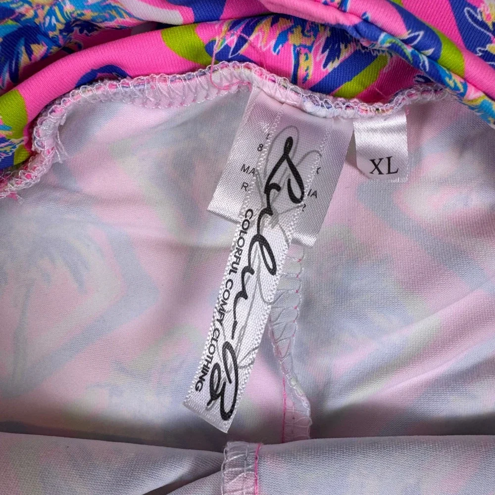 Lulu-B Womens XL Pink Tropical Palm Tree Print Active Skort Side Zip Pocket